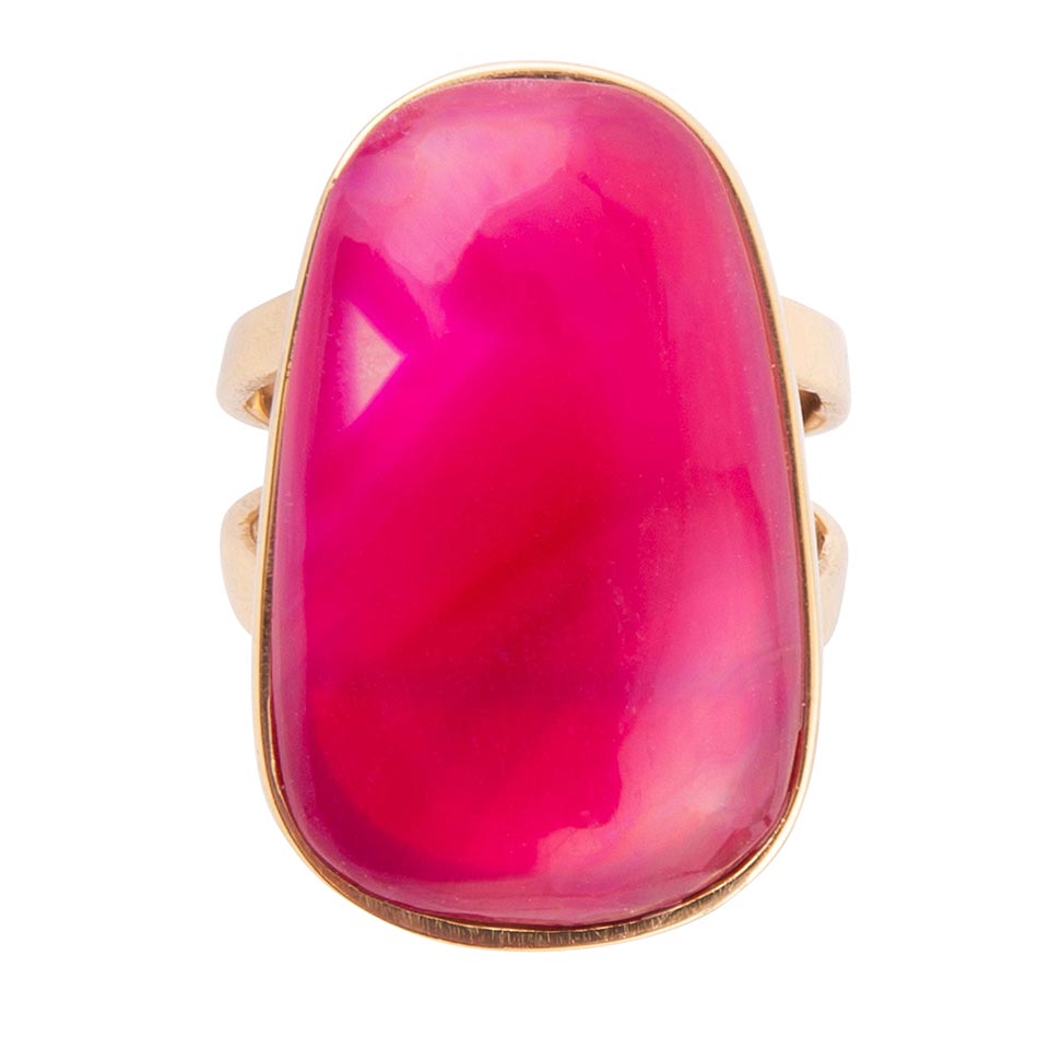 Madeleine Pink Agate Golden Ring - ThisandThatShoppe