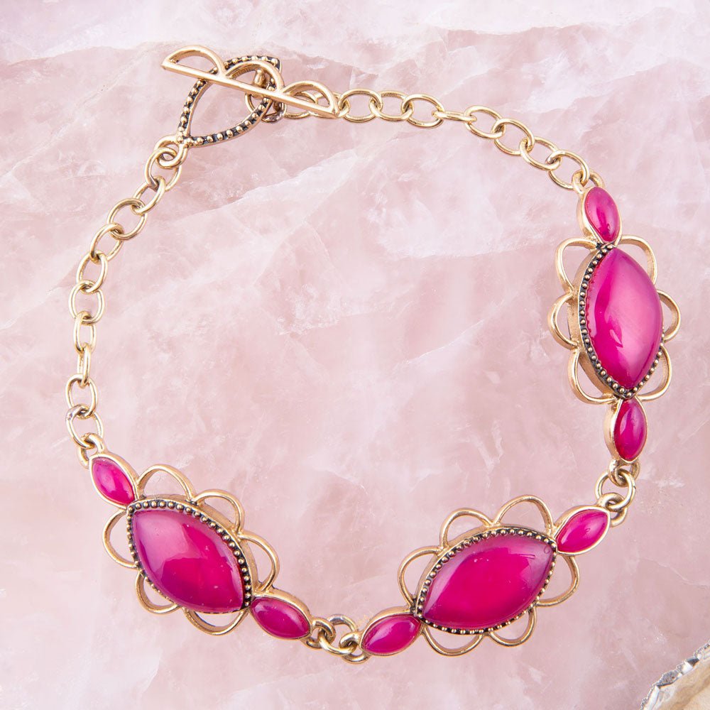 Magenta Agate Link Bracelet - ThisandThatShoppe
