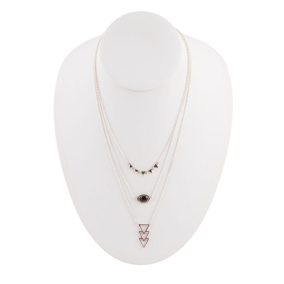 Marcasite and Onyx Sterling Silver Layered Necklace - ThisandThatShoppe
