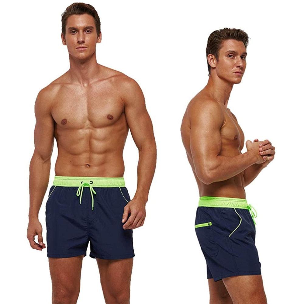 Men Swimwear Shorts Male Swimming Trunks Swimsuits Man Surf Beach Swim Sports Pants Board Mesh New Summer Men's Clothing Beach Swimming Casual with Adjustable Elastic Cord