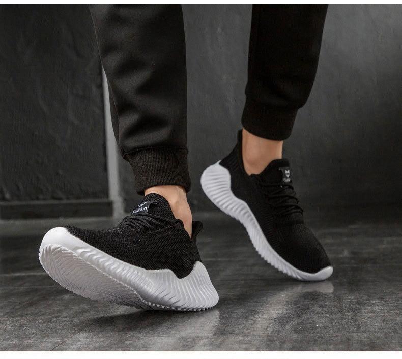Mens Breathable White Trendy Sneakers Casual Design Light Walking Running Trainers Casual Breathable Mesh Men Running Shoes Walking Sneakers