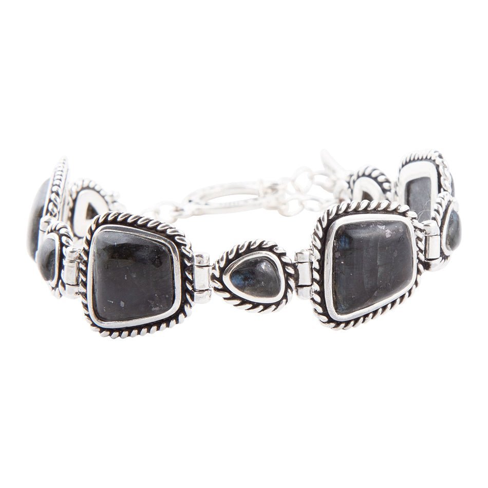 Midnight Labradorite and Sterling Silver Toggle Bracelet - ThisandThatShoppe