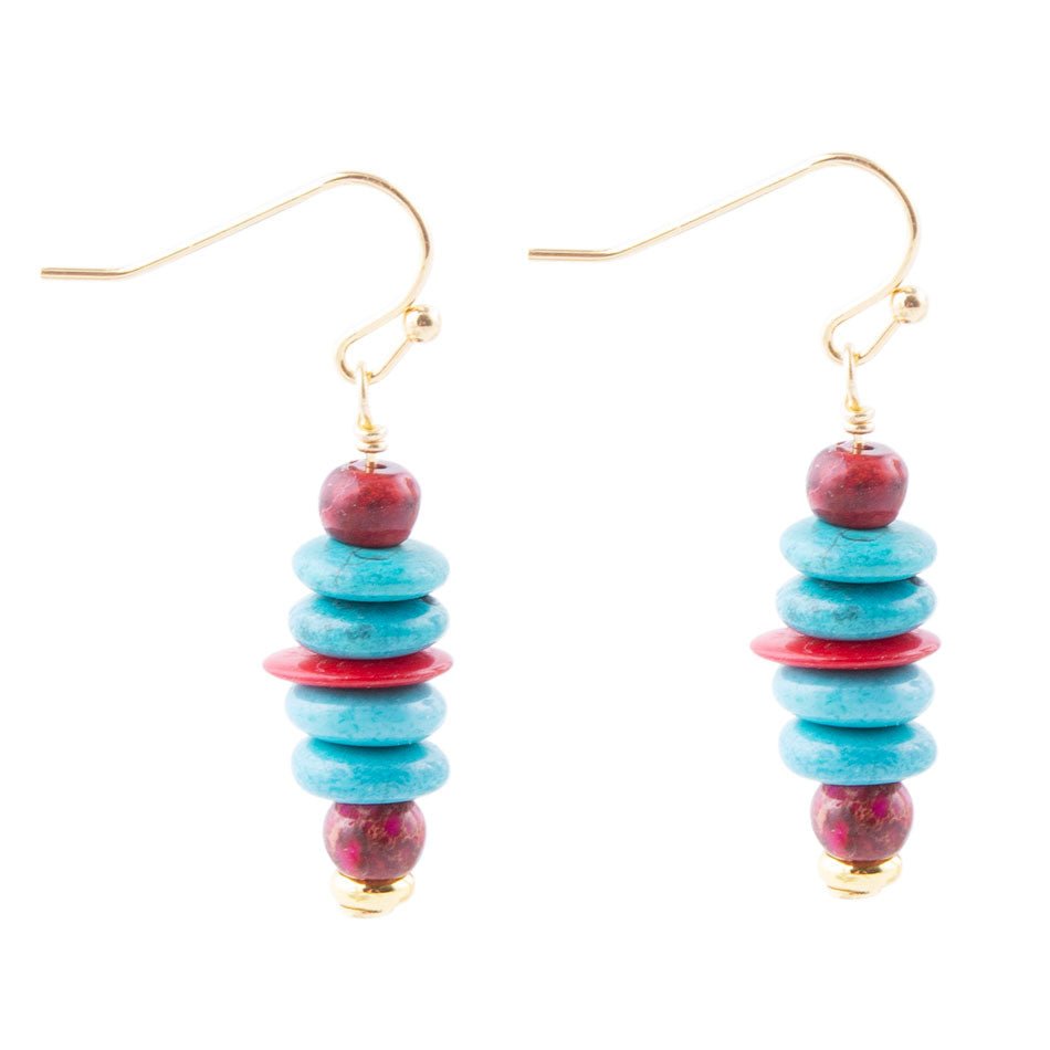 Mija Turquoise and Magenta Stack Earrings - ThisandThatShoppe