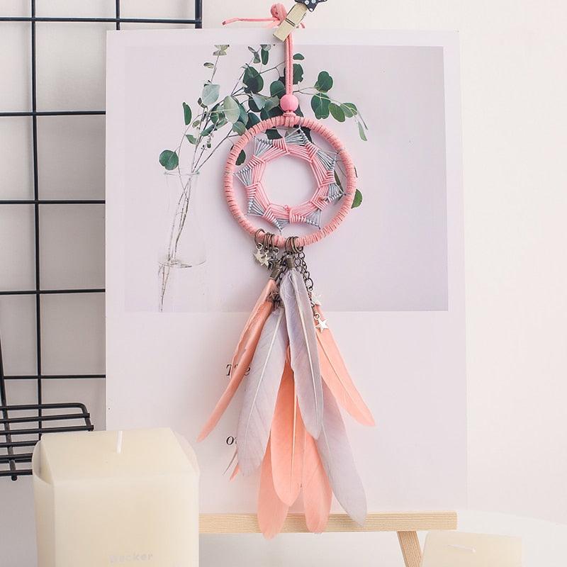 Mini 38cm Dream Catchers Hanging Room Decoration Indian Style Feathers Pendants Bag Key Chains Wind Chimes Wall Decor Native American Handmade For Bedroom Car & Wall Hanging Decoration Ornaments Dream Catchers For Girls Boys Room