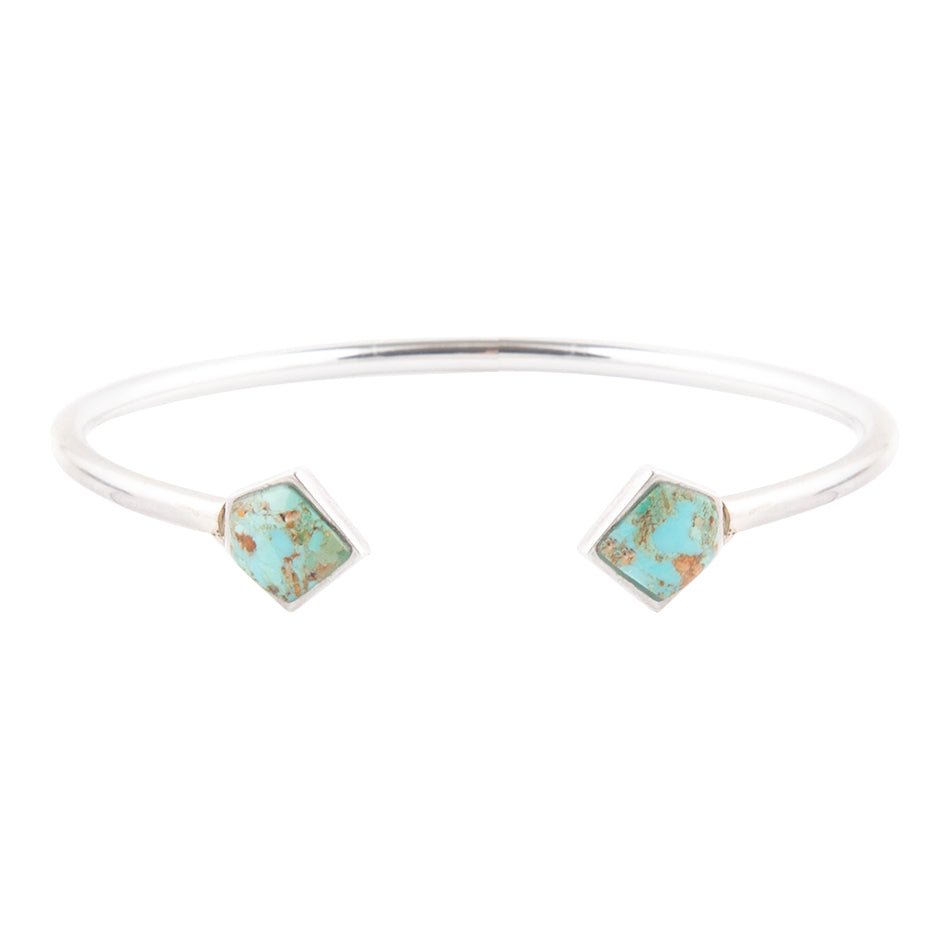 Mirror Image Blue Turquoise and Sterling Silver Cuff Bracelet - ThisandThatShoppe