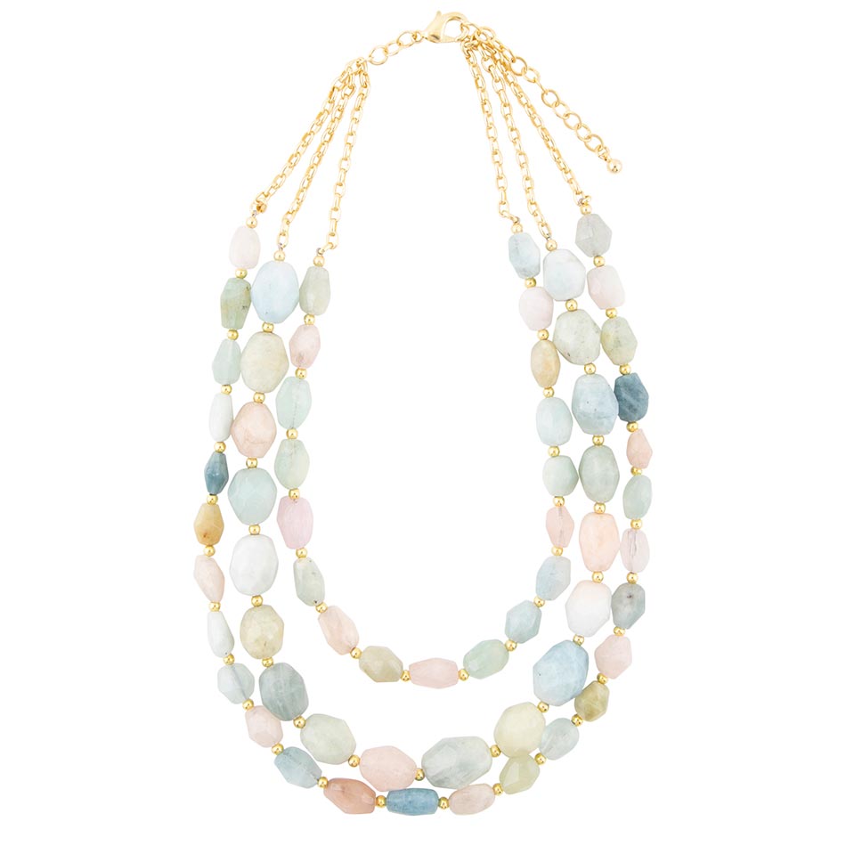 Mixed Morganite Pastel Statement Strand Necklace - ThisandThatShoppe