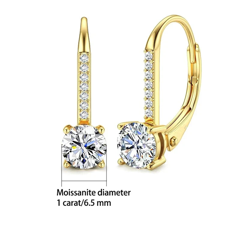 Moissanite 1ct 925 Sterling Silver Stud Earrings Unisex Retro Classic Wedding