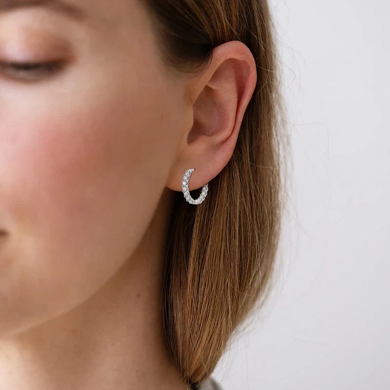 Moissanite Inside-Out Hoop Earrings in 925 Sterling Silver
