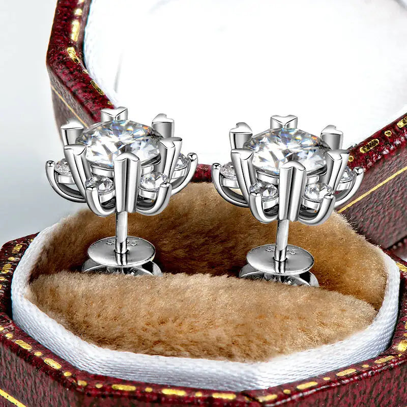 Moissanit 925 Sterling Silber Schneeflocken-Ohrstecker 1CT VVS1 Zertifikat