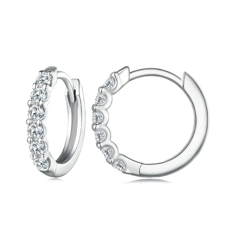 Moissanit-Creolen aus 925er Sterlingsilber, D-Farbe, rund, funkelnd, 13 mm