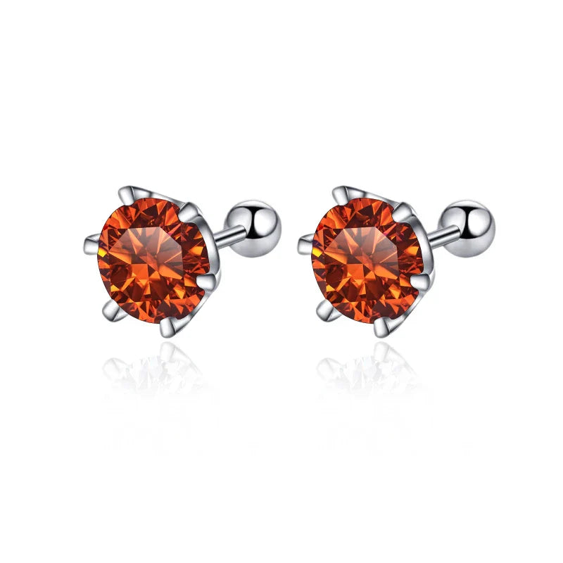 Boucles d'oreilles clous Moissanite à vis 0.5-2ct Couleur D Argent Sterling 925 Clous de mariage
