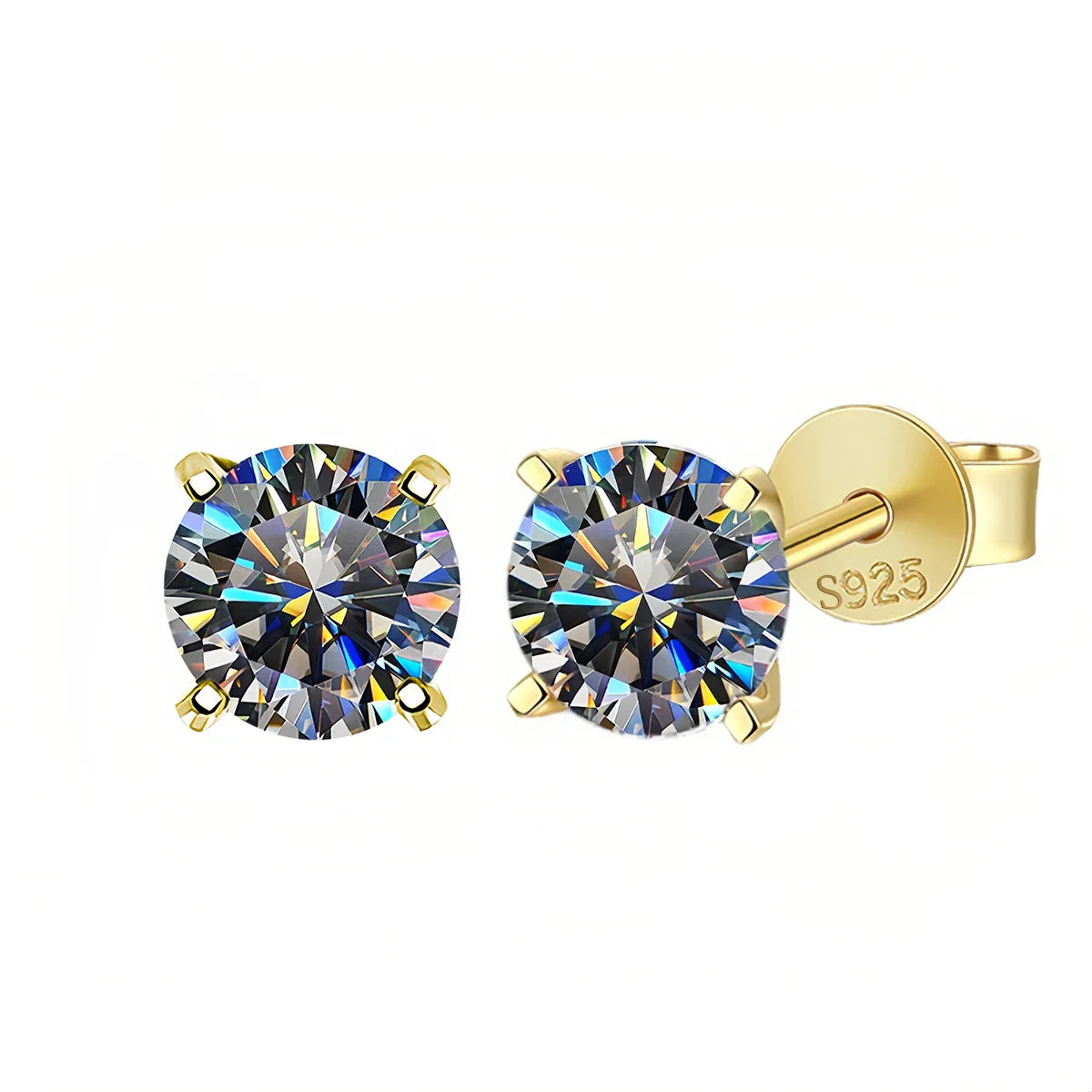 Moissanite Stud Earrings 0.3-3 Carat S925 Sterling Silver Gray Plated