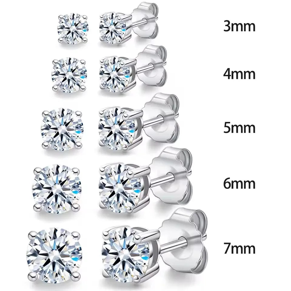Puces d'oreilles Moissanite 0,1-3CT Argent Sterling S925 Plaqué Platine Mariée