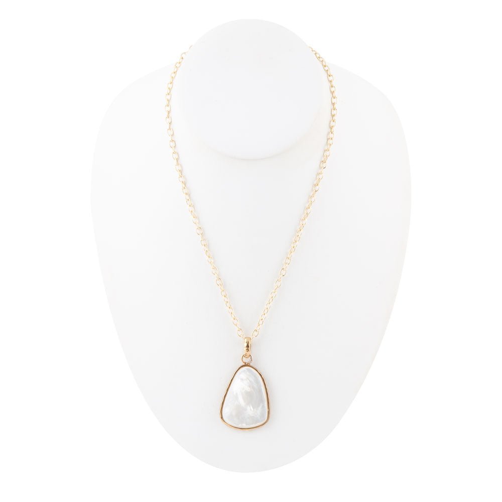 White Mother of Pearl Teardrop Golden Pendant Necklace - ThisandThatShoppe