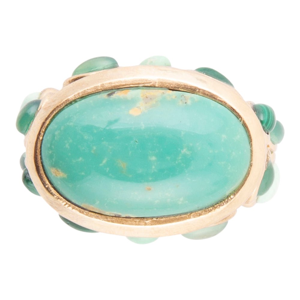 Multi Green Stones Golden Statement Ring - ThisandThatShoppe