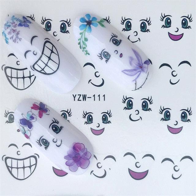 Nail Art Water Transfer Stickers Anime Mouse Animal Kid slider adhesive Watermark Decals Women Beauty Wedding Nails Decal Self-Adhesive 3D Wave Design Decoration for Women Girls Art Stickers Decal Decoration Metallic Curve Strip Line Nail