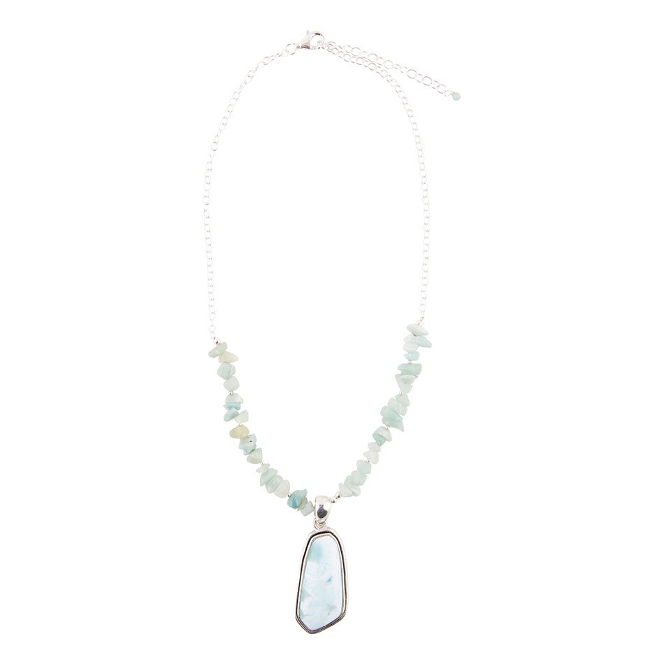 Natural Wonders Blue Larimar and Sterling Silver Necklace - ThisandThatShoppe