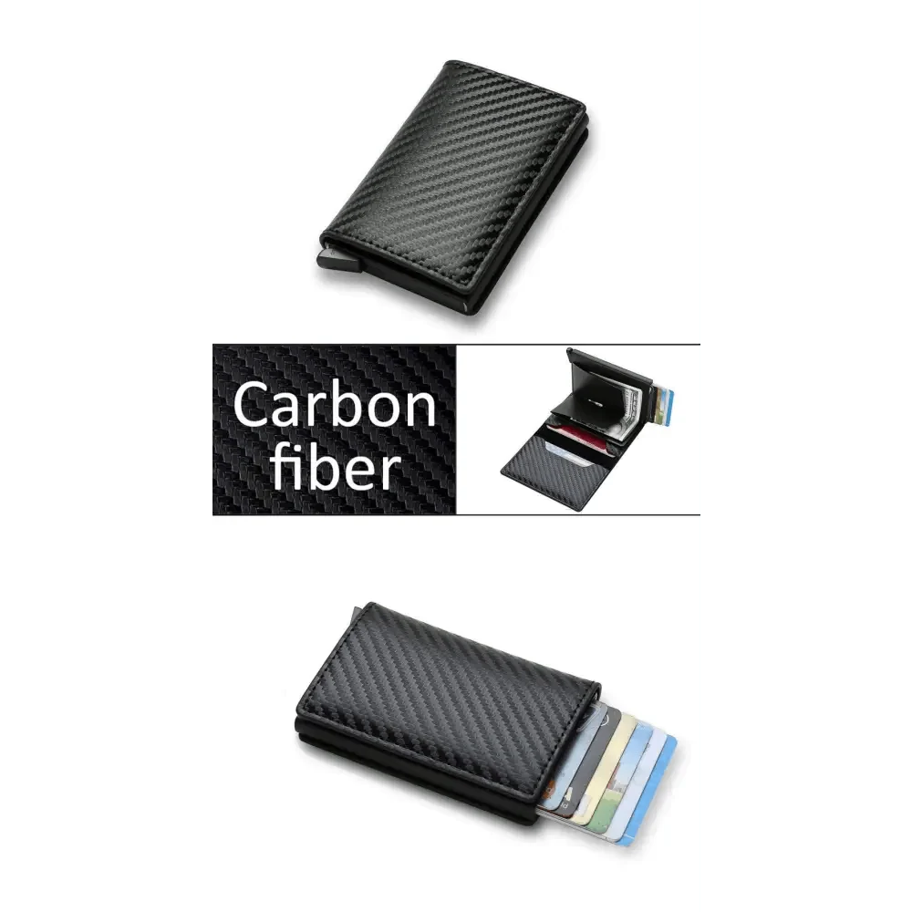 New Carbon Fiber Card Holder Wallets Luxury Men Black Magic Leather Cool Slim Mini Wallet Small Money Bag Male Purses Magnet Closure Wallet