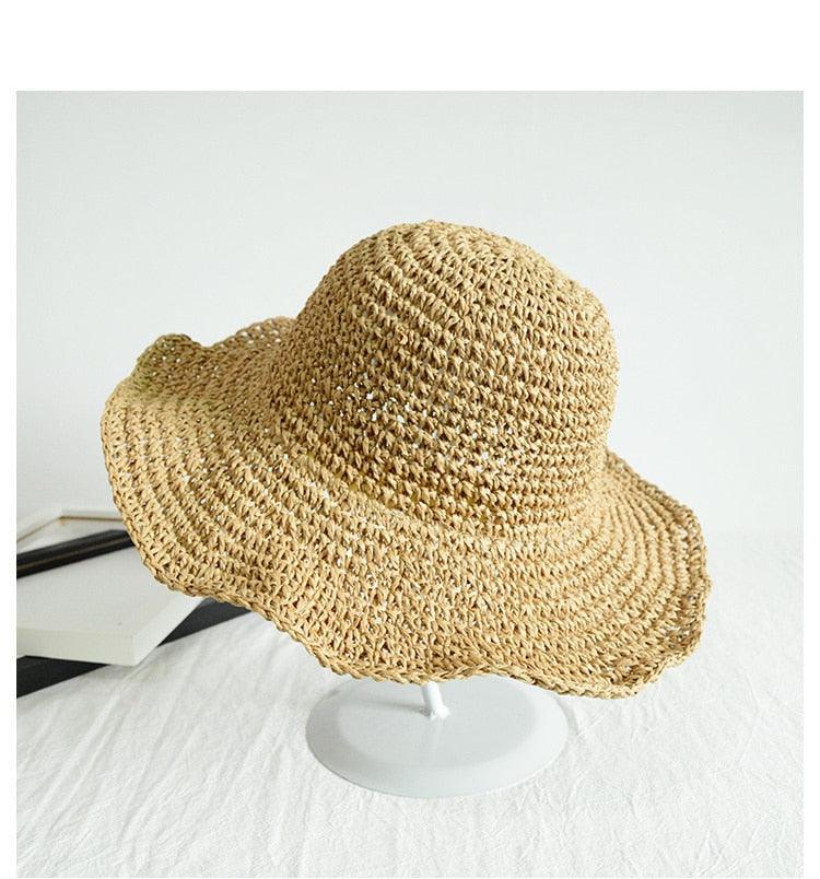 Nouveau chapeau de soleil pour femme, élégant, unique, protection solaire, large bord, souple, chapeau d'été rétro, décontracté, en paille, bob, confortable, doux, pour tous les jours, voyage.