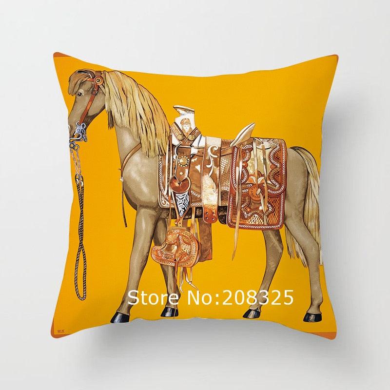 New Horse Cushion Cover Short Plus Luxury Horse Cotton Linen Decorative Pillowcase Cushion Decorative Pillows Covers for Home Sofa Couch Car Bedrooms 45x45cm