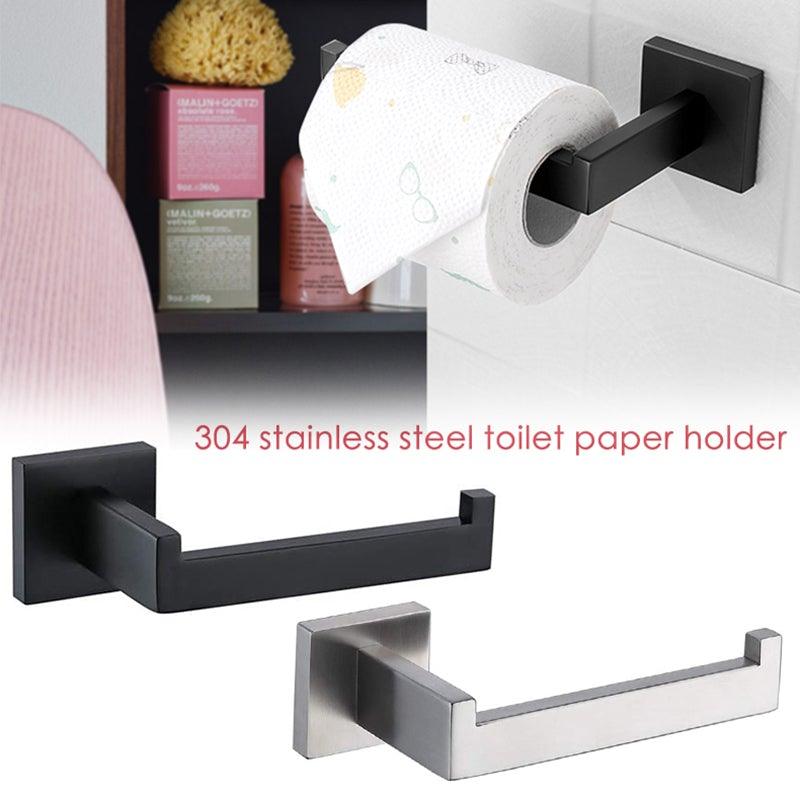 New Matte Black Toilet Paper Holder Wall Mount Tissue Roll Hanger 304 Stainless Steel Bathroom Accessories Toilet Paper Holder Tissue Roll Holder Hanger Stainless Steel Matte Black Bathroom Lavatory Hardware Wall Mount 14.5cm