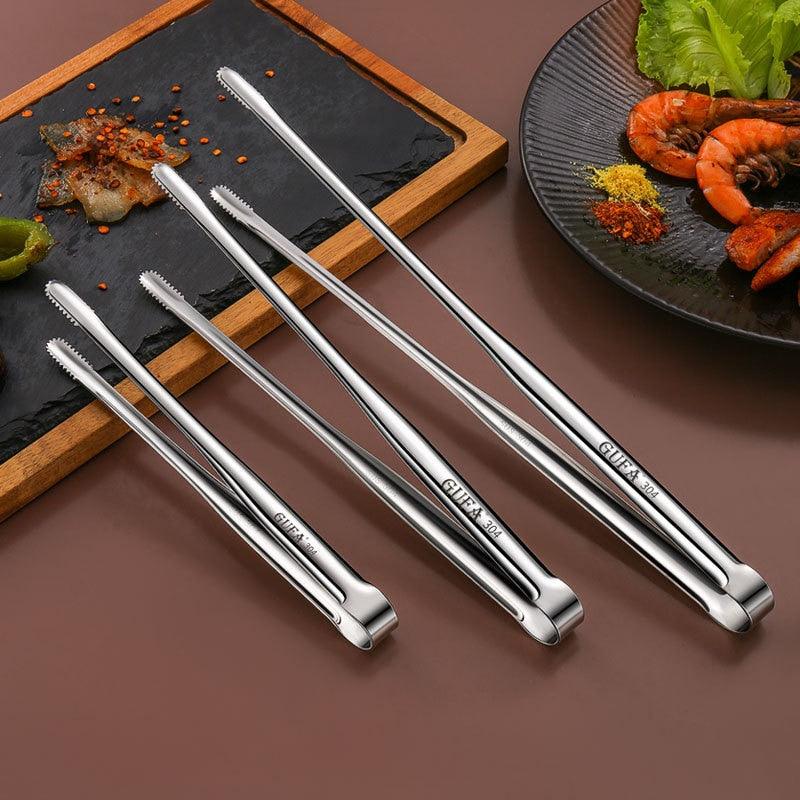 New Stainless Steel Grill Tongs Cooking Utensils For BBQ Baking Silver BBQ Accessories Camping Supplies Kitchen Serving Tongs for Cooking Grilling Baking Bread Salad Buffet Tongs Spatula Metal - ThisandThatShoppe