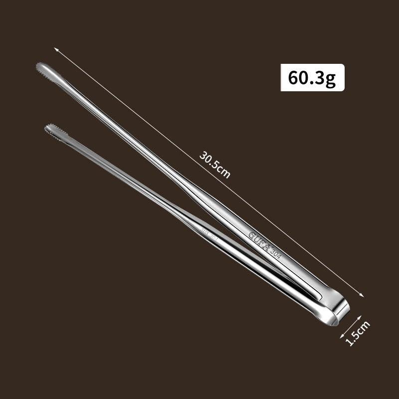 Neue Grillzange aus Edelstahl Kochutensilien für Grillen Backen Silber Grillzubehör Campingbedarf Küchenzange für Kochen Grillen Backen Brot Salat Buffet Zange Spatel Metall