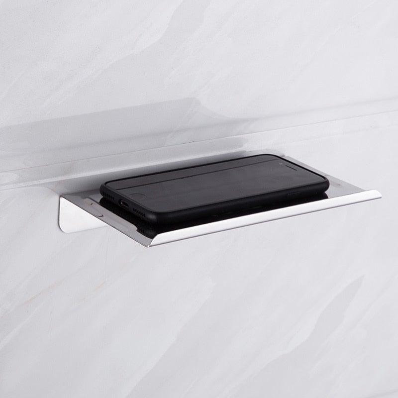 NEW Stainless Steel Toilet Paper Holder BathroomPaper Phone Holder Shelf Towel Roll shelf Accessories Toilet Paper Holder with Phone Shelf Aluminum Bathroom Accessories Tissue Roll Dispenser Storage Rack Wall Mounted Modern Paper Towel Adapter