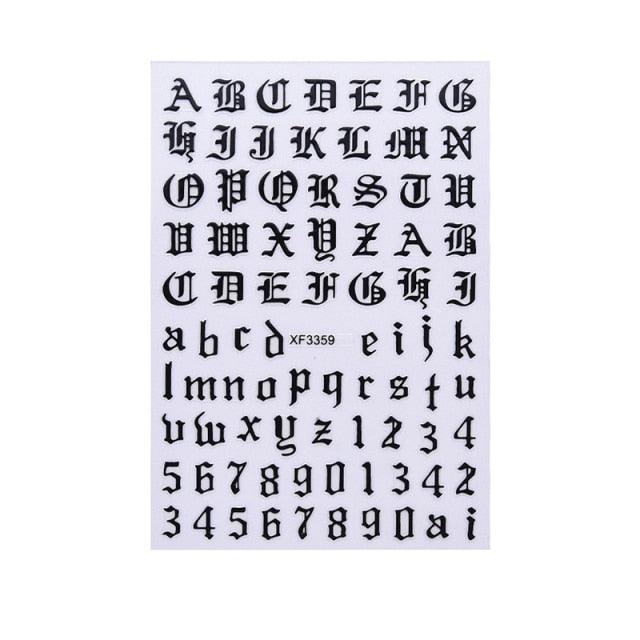 New Super Thin Self-Adhesive Letter 3d Nail Decal Stickers Manicure Nail Art Decoration Accessories Holographic Old English Character Nail Self-Adhesive Sticker English Font Design Manicure Design Water Sliders Decorations Accessories