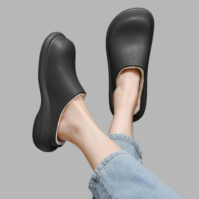 New Winter Women Slipper Soft Bottom Plush Home Shoes Slippers Indoor Waterproof Non-Slip Memory Foam Comfy Fluffy Fur Memory Foam Boots House Shoes Thick Sole 6cm