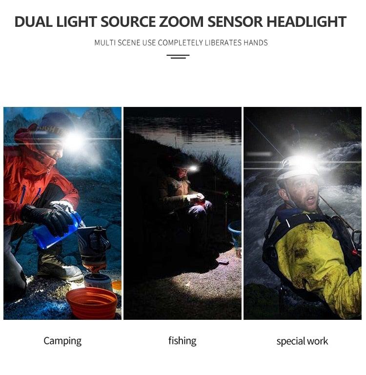 Newest Waterproof XHP199 16-Core Super Bright Powerful Lantern Headlamp XHP110 LED USB Flashlight XHP50 Headlight Rechargeable 18650 Zoom Torch Light