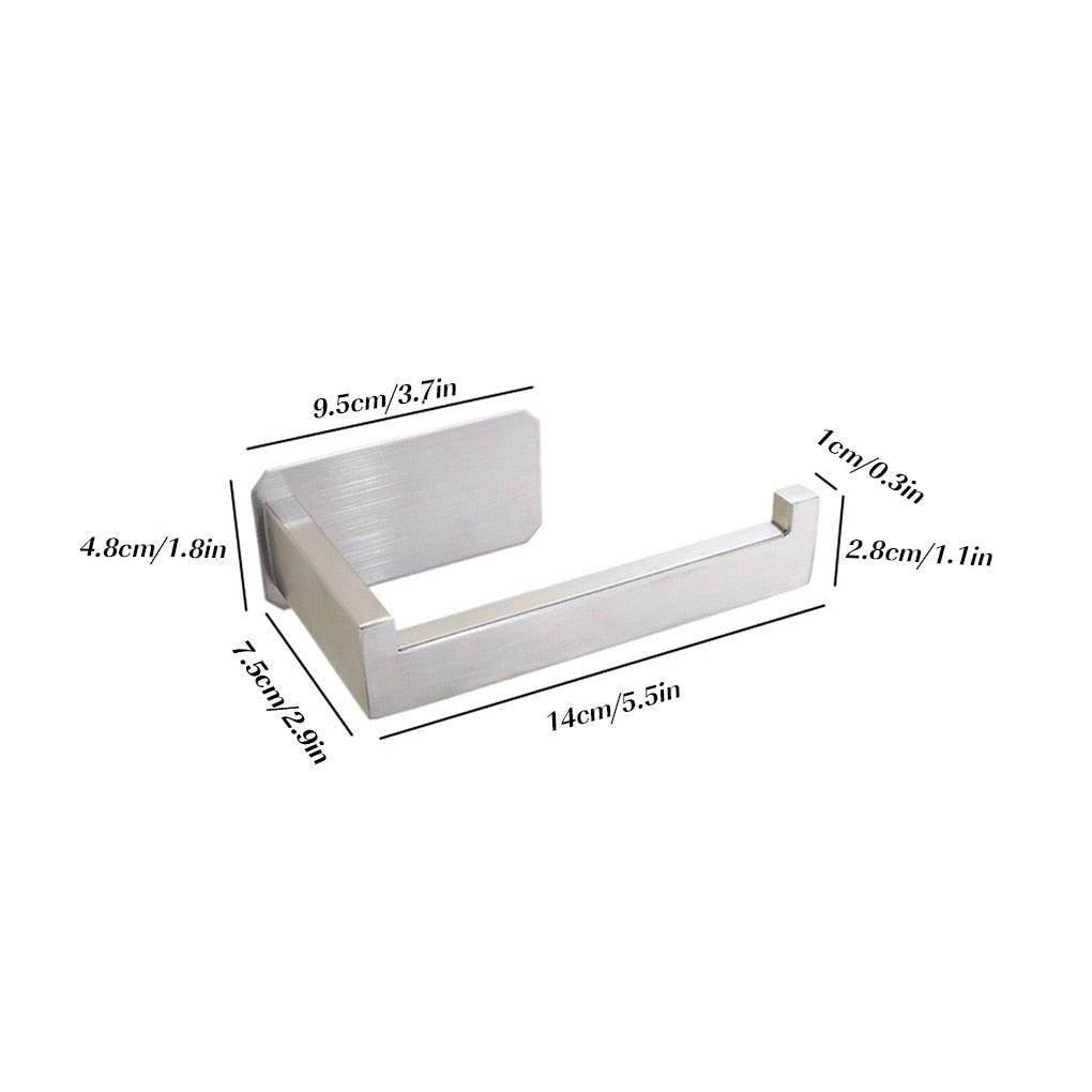 No-Drill Self Adhesive Toilet Paper Holder Stainless Steel Bathroom Kitchen Roll Paper Accessory Tissue Towel Rack Metal Holders Toilet Tissue Roll Holders Dispenser And Hangers Wall Mounted For Bathroom Kitchen Stainless Steel Modern Square Style