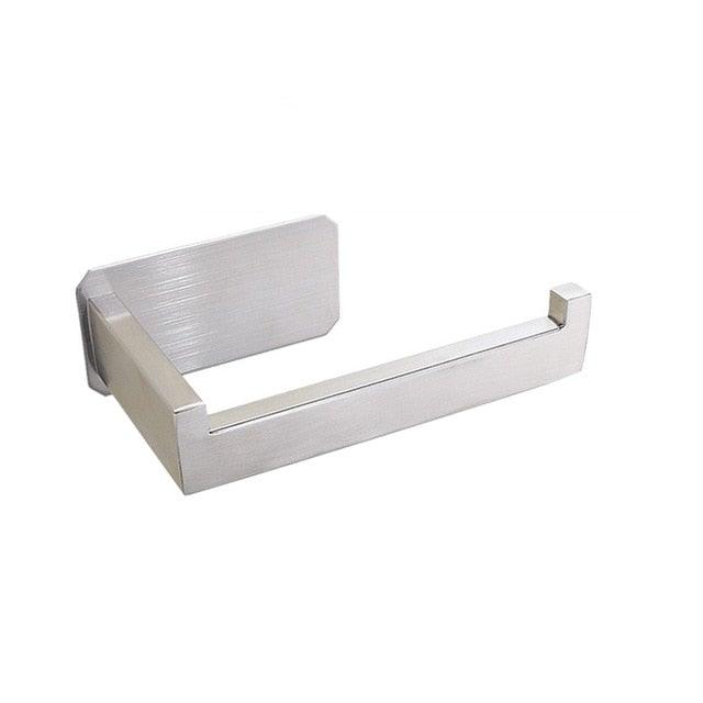 No-Drill Self Adhesive Toilet Paper Holder Stainless Steel Bathroom Kitchen Roll Paper Accessory Tissue Towel Rack Metal Holders Toilet Tissue Roll Holders Dispenser And Hangers Wall Mounted For Bathroom Kitchen Stainless Steel Modern Square Style