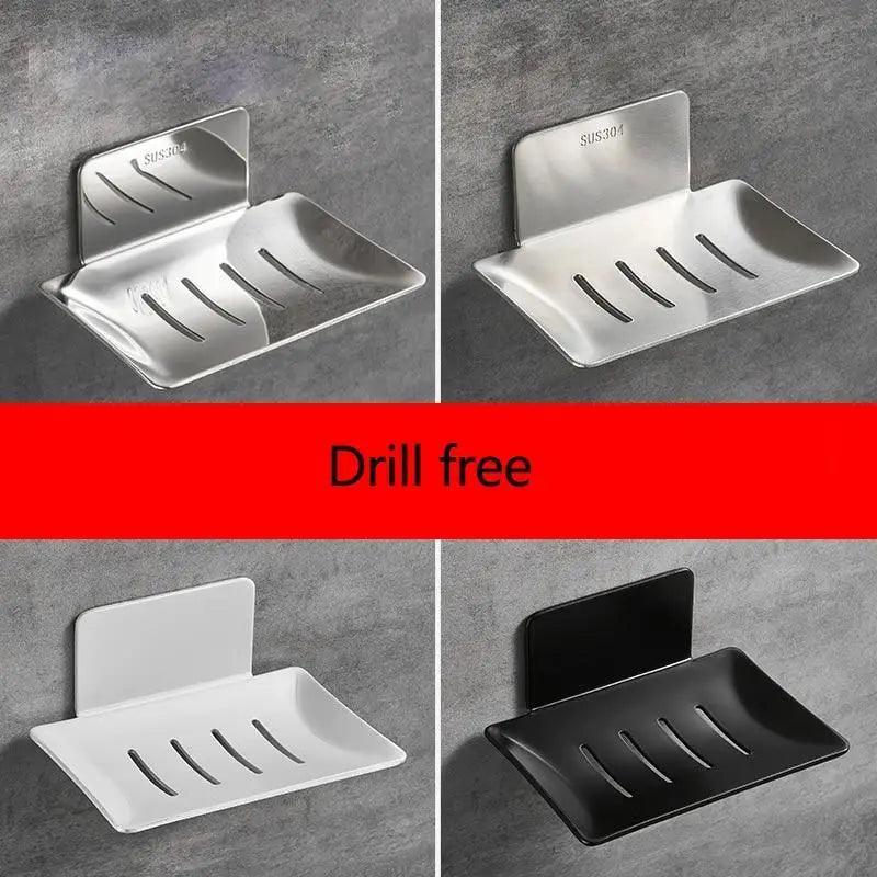 No Drilling Soap Dish Holder Wall Mounted Soap Sponge Holder For Kitchen Soap Holder Bathroom Soap Holder Soap Dish Bath Soap Dish for Shower Stainless Steel Wall Mounted Bar Soap Holder For Bathroom Kitchen