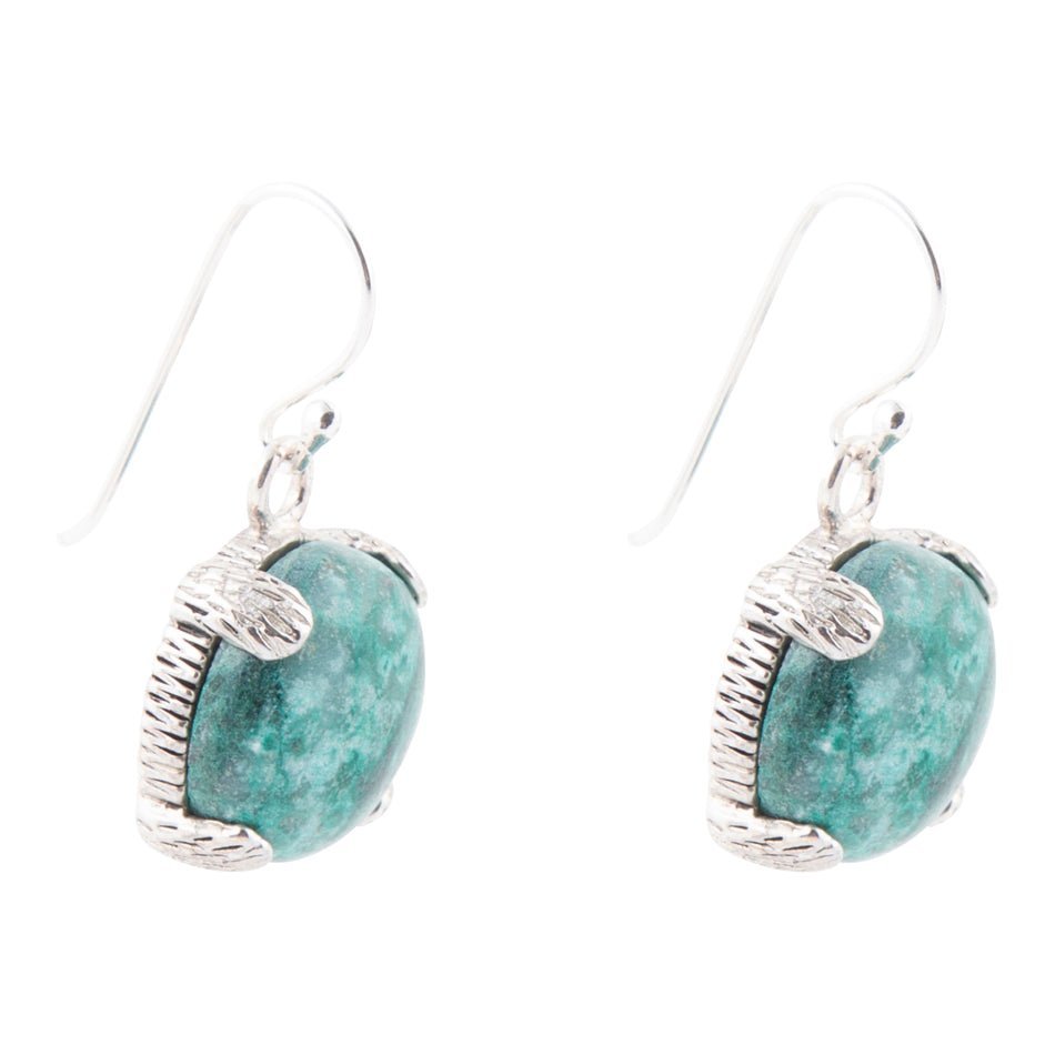 Nomad Blue Chrysocolla and Sterling Silver Drop Earrings - ThisandThatShoppe