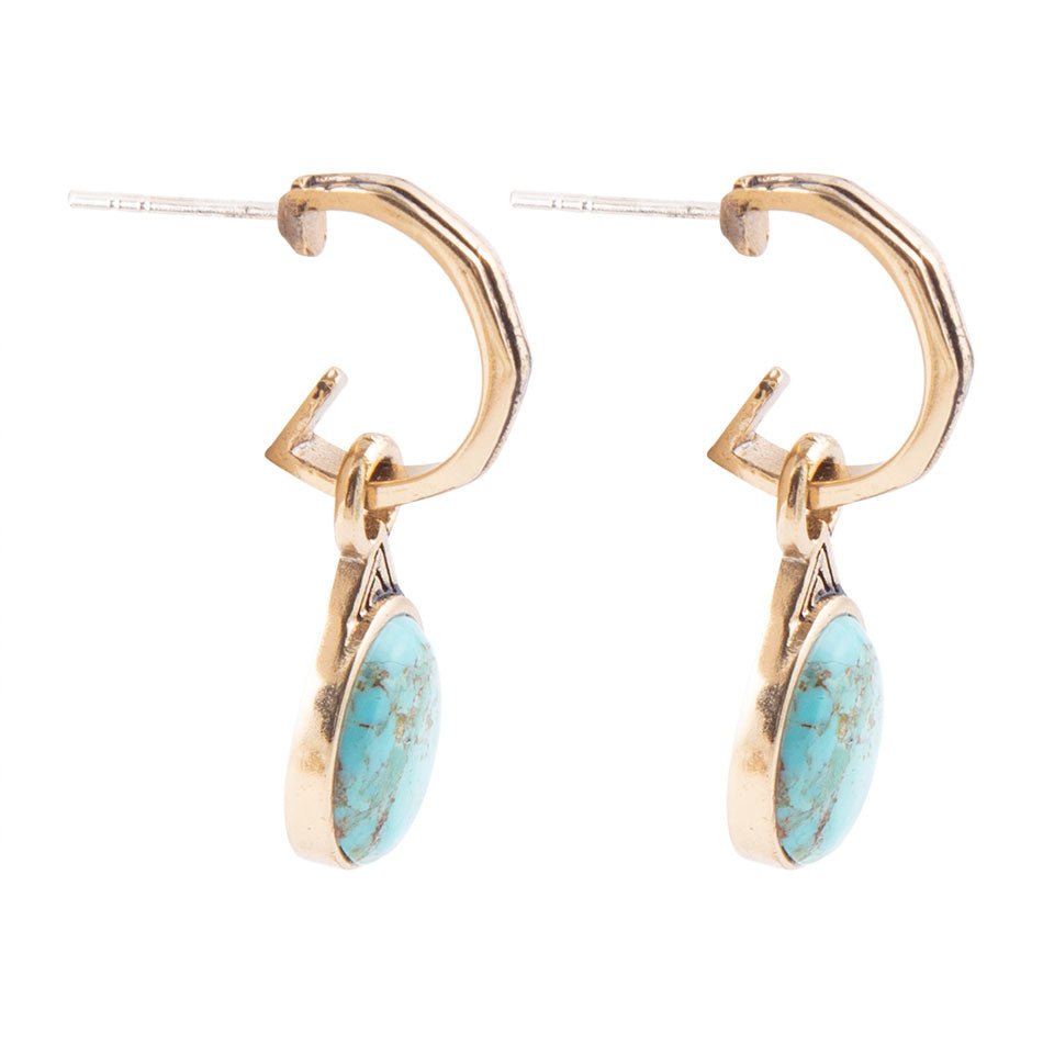 Nova Half-Hoop Blue Turquoise and Golden Earrings - ThisandThatShoppe