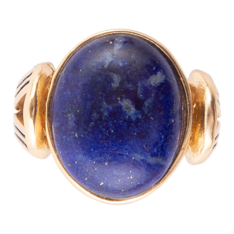 Nova Blue Lapis and Golden Bronze Oval Ring - ThisandThatShoppe