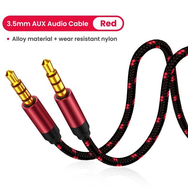 Nylon Braid 4 Poles 3.5MM Audio Aux Cable Jack For Headphone Speaker Line Car PC Mp3 Mp4