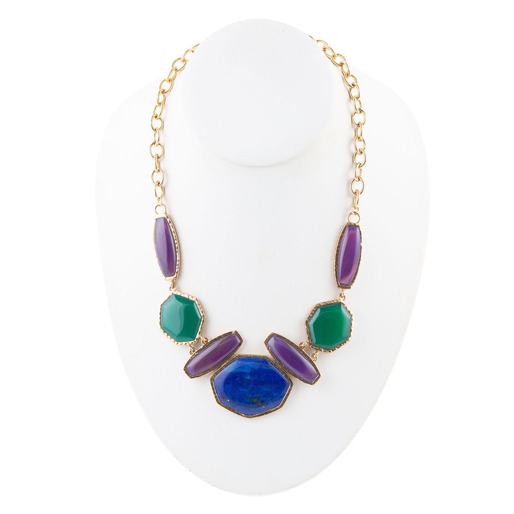 Odyssey Lapis Multi Stone Statement Necklace - ThisandThatShoppe