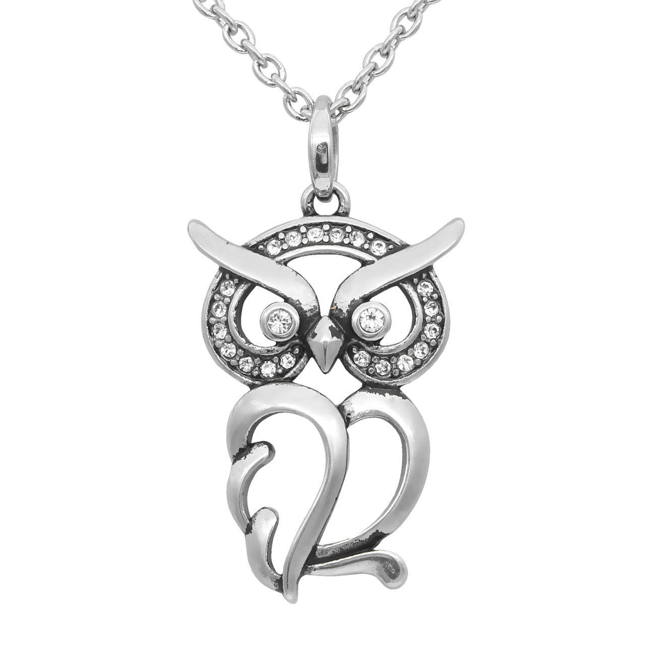Eulenkette mit Swarovski-Kristallen Silber