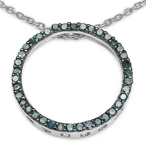 0.46 Carat Genuine Blue Diamond .925 Sterling Silver Pendant - ThisandThatShoppe