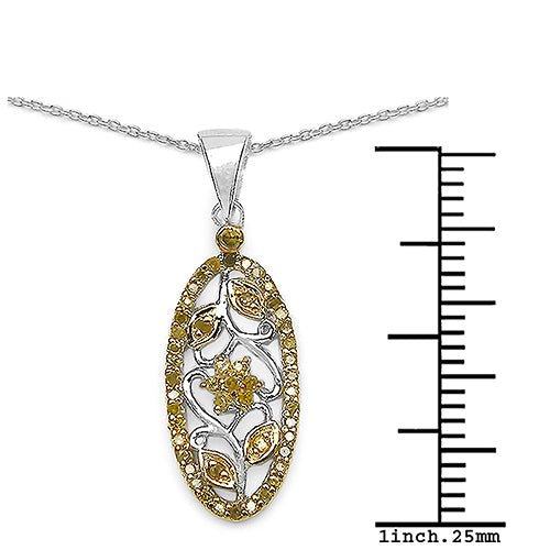 0.27 Carat Genuine Yellow Diamond .925 Sterling Silver Pandent - ThisandThatShoppe