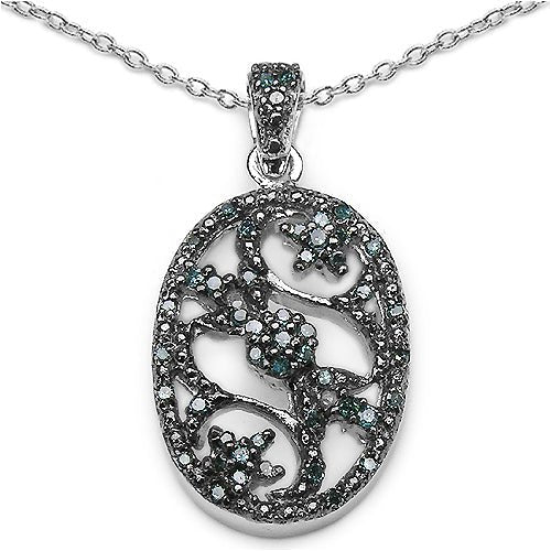 0.28 Carat Genuine Blue Diamond .925 Sterling Silver Pandent - ThisandThatShoppe
