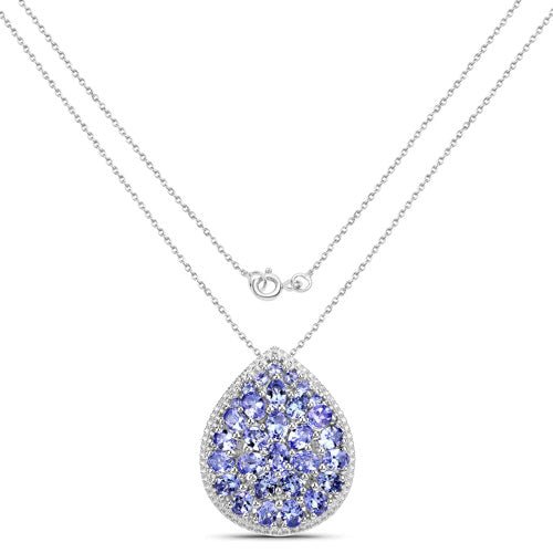 4.16 Carat Genuine Tanzanite .925 Sterling Silver Pendant - ThisandThatShoppe