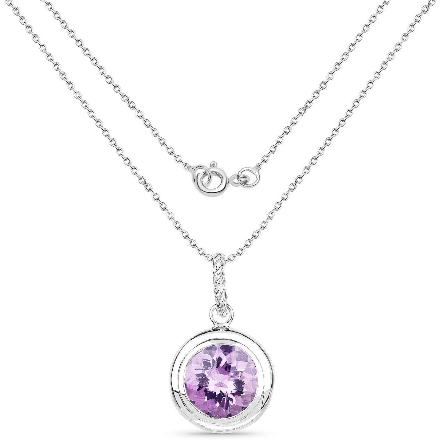 8.00 Karat echter Amethyst .925 Sterlingsilber-Anhänger