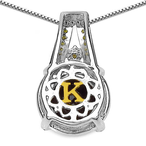 3.16 Carat Genuine Smoky Quartz, Yellow Diamond & White Diamond .925 Sterling Silver Pendant - ThisandThatShoppe