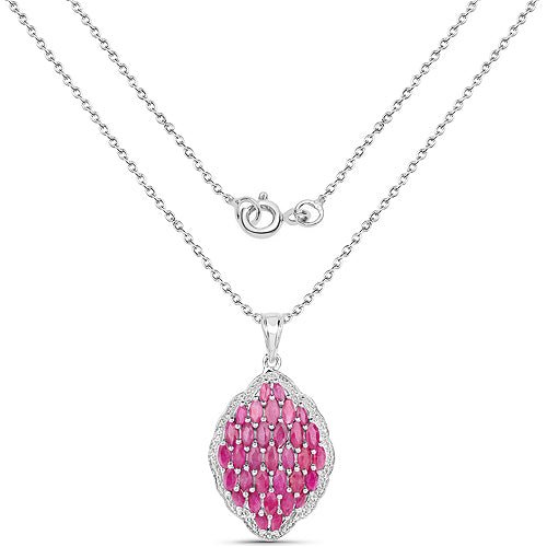 4.46 Carat Genuine Ruby .925 Sterling Silver Pendant - ThisandThatShoppe