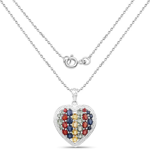 4.40 Karat echter Multistein .925 Sterling Silber Anhänger