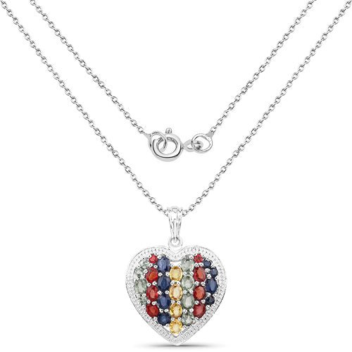 4.40 Carat Genuine Multi Stones .925 Sterling Silver Pendant - ThisandThatShoppe