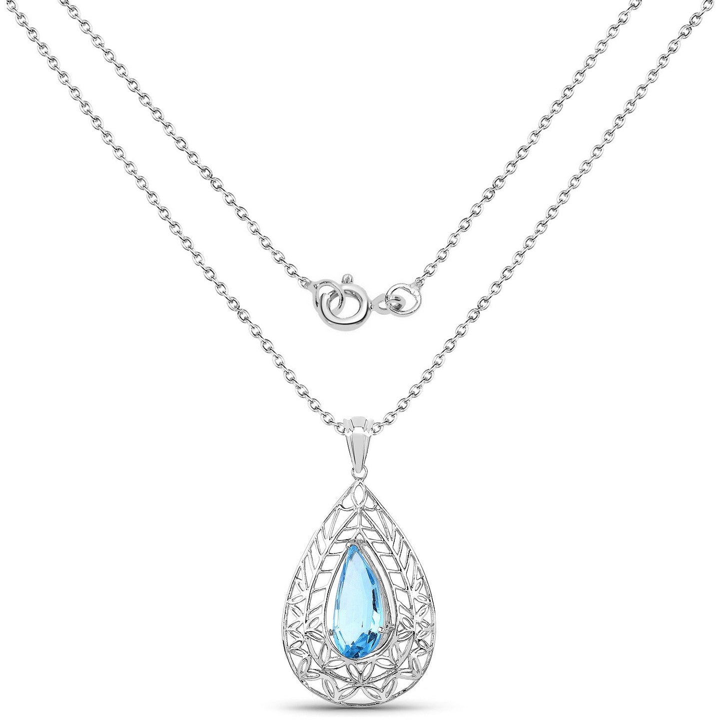 7,20 Karat echter Swiss Blue Topas 925er Sterlingsilber-Anhänger